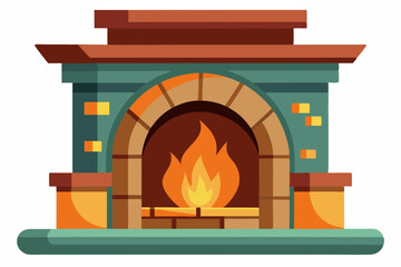 cozy fireplace glow vector color