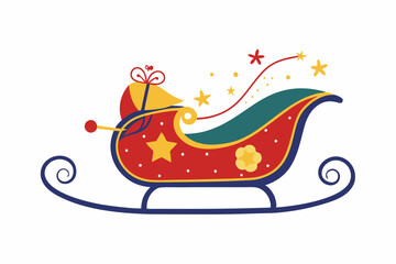 starry sleigh vector color illustration