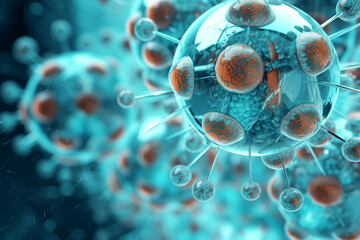 Microscopic Viral Infection - Close-Up 3D Rendering of Virus Cells