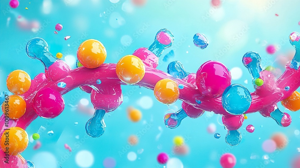 Poster abstract colorful molecular structure - science art