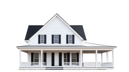 Houses and Mansions isolated on transparent PNG. Modern houses styles.