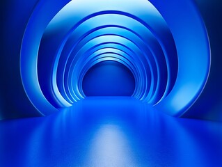 Obraz premium A blue tunnel with a light at the end of it