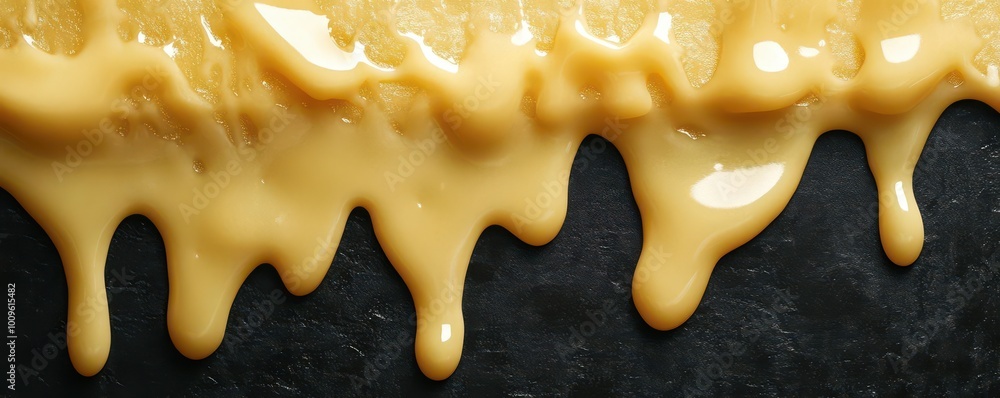 Poster melted cheese font with dripping letters on rustic background, cheese typography innovation with fon