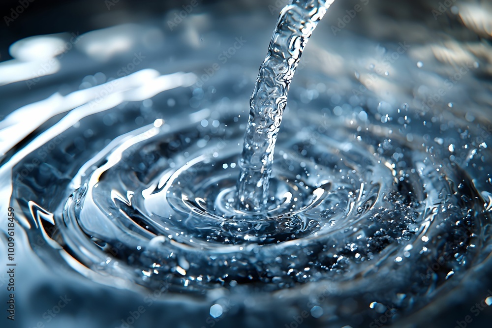 Poster water flowing and creating ripples in a tranquil setting