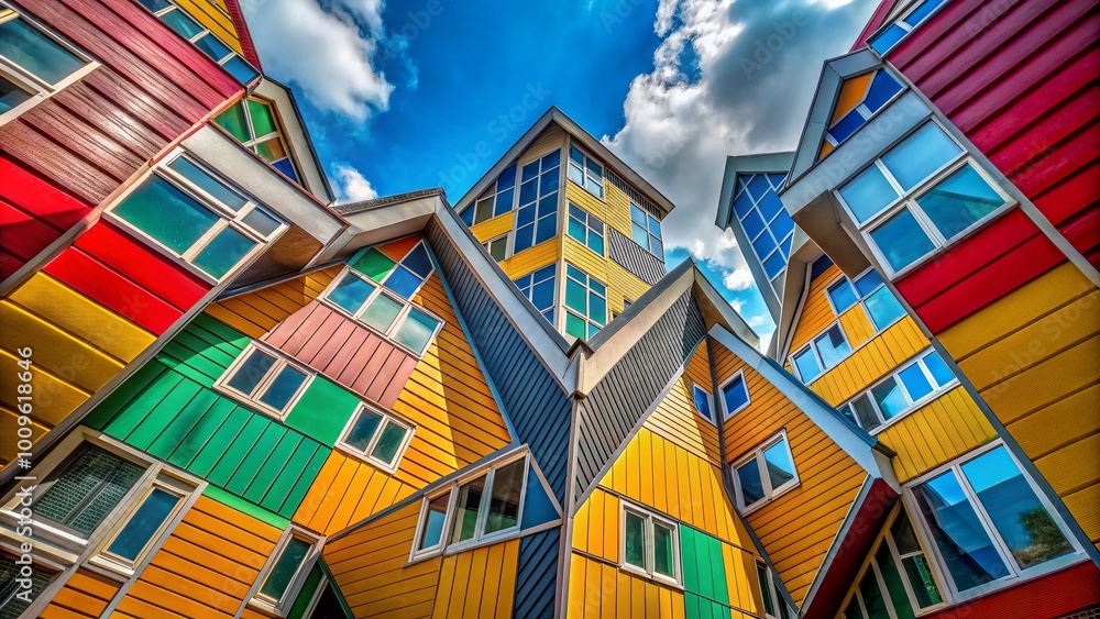 Aufkleber abstract geometric shapes in vibrant colors creating a dynamic and modern visual composition