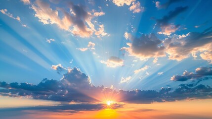 Stunning Colorful Clouds Nestled in a Bright Sunset Sky View.
