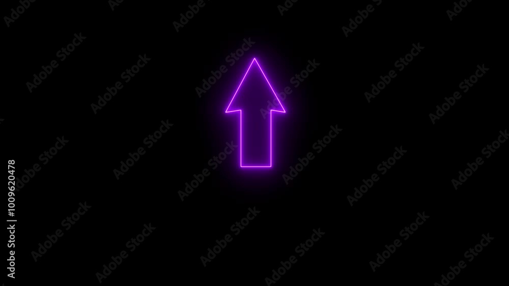 Poster glowing neon up directional arrow icon animation. neon arrow symbol icon. directional sign arrow poi