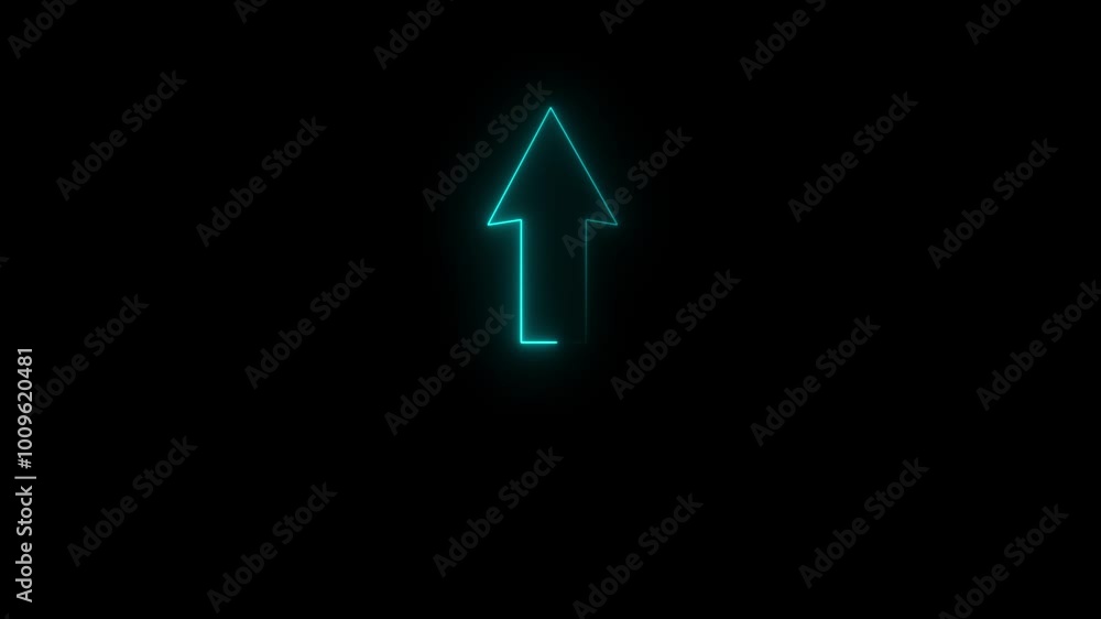 Poster glowing neon up directional arrow icon animation. neon arrow symbol icon. directional sign arrow poi