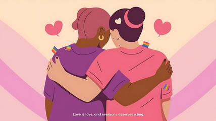 Cute National Hug Day 2025 Illustration with Smiling People Hugging