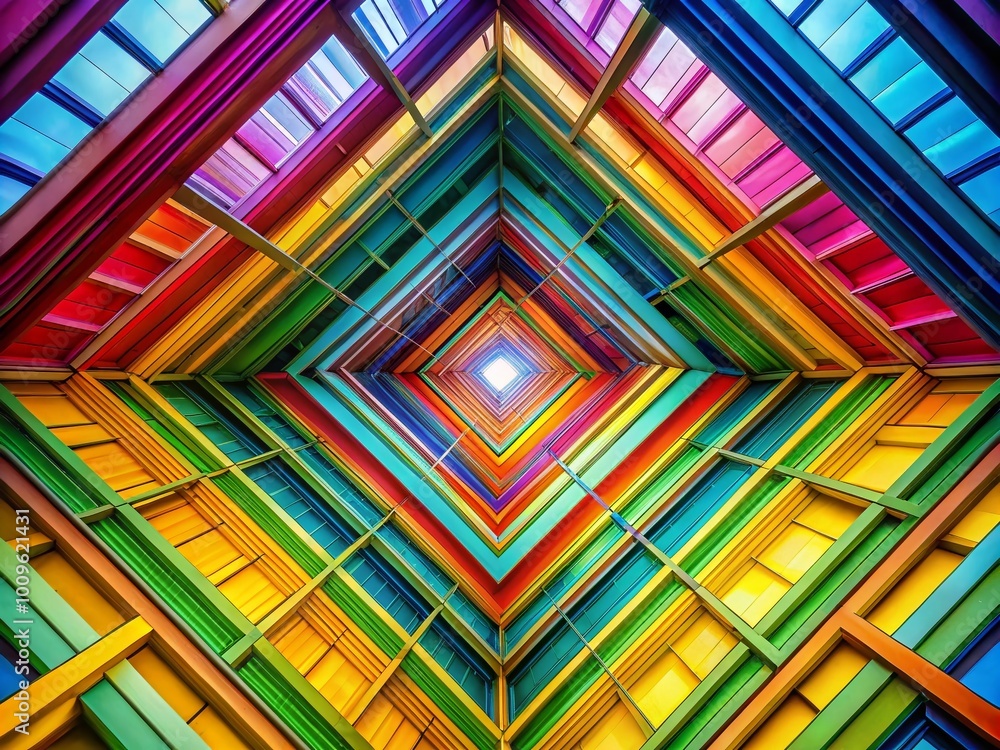 Aufkleber abstract square layer design with vibrant colors and geometric shapes for modern backgrounds