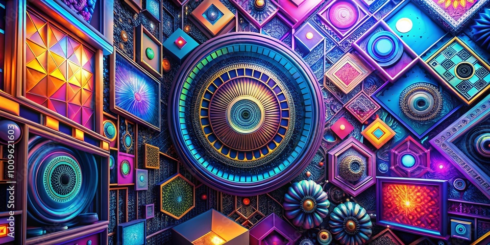 Aufkleber abstract tech textures with geometric patterns and futuristic designs for modern digital backgrounds
