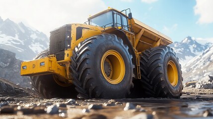 Massive tires boasting profound treads adorn heavy-duty vehicles like tractors, dump trucks, and bulldozers, providing exceptional traction and stability in demanding terrains. 
