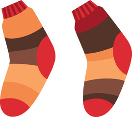 Striped socks icon. Color pair of fabric clothes