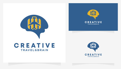 Obraz premium Travel and Brain Logic logo design ideas. Creative vector illustration based icon template.