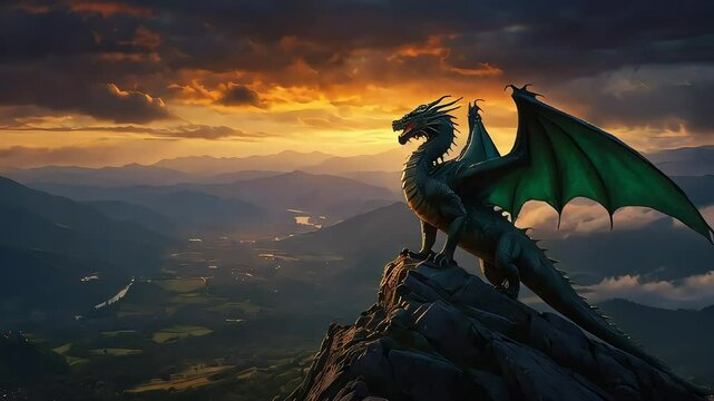 dragon standing at top of the mountains