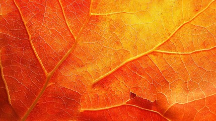 Obraz premium A close-up view of an orange and yellow leaf, featuring the top section