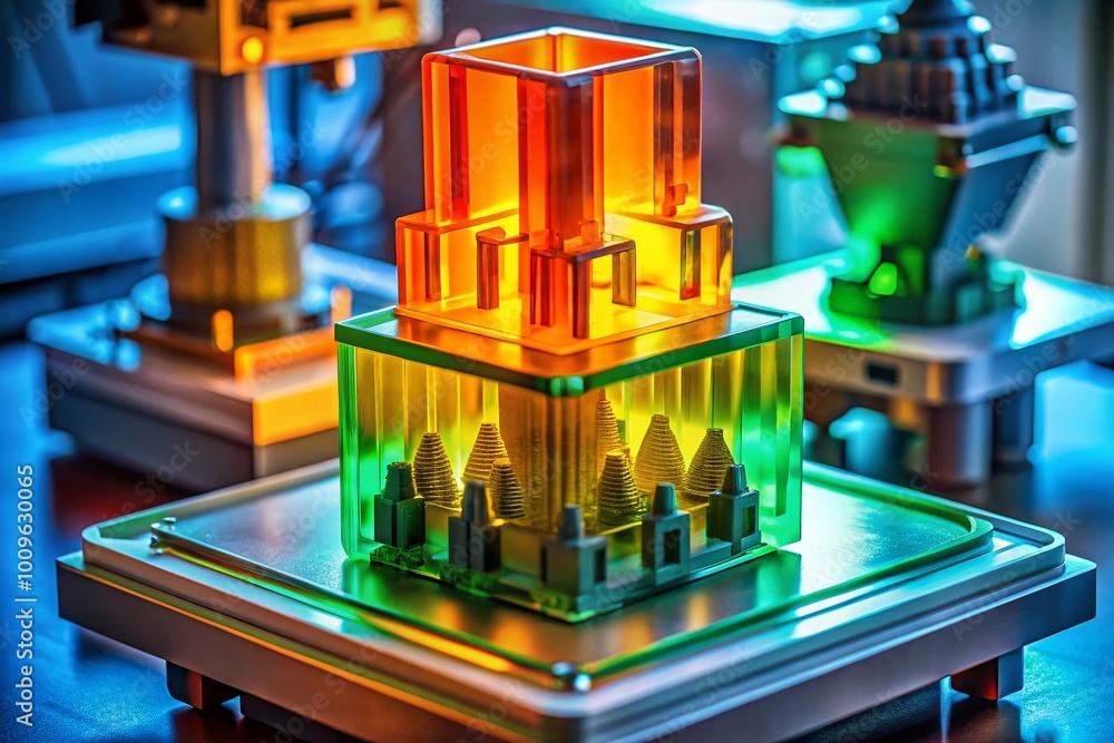 Poster advanced stereolithography process in 3d printing technology for precision model creation