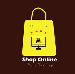  Online Shopping Bag vector isolated on white,black,yellow,blue backgrounds