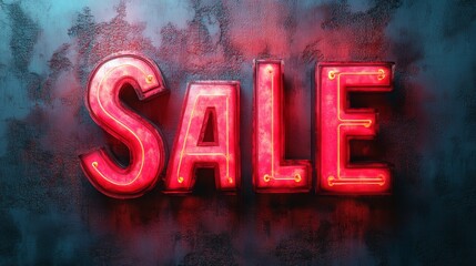 Bright neon sale sign glowing on a textured wall, inviting customers to shop and grab bargains