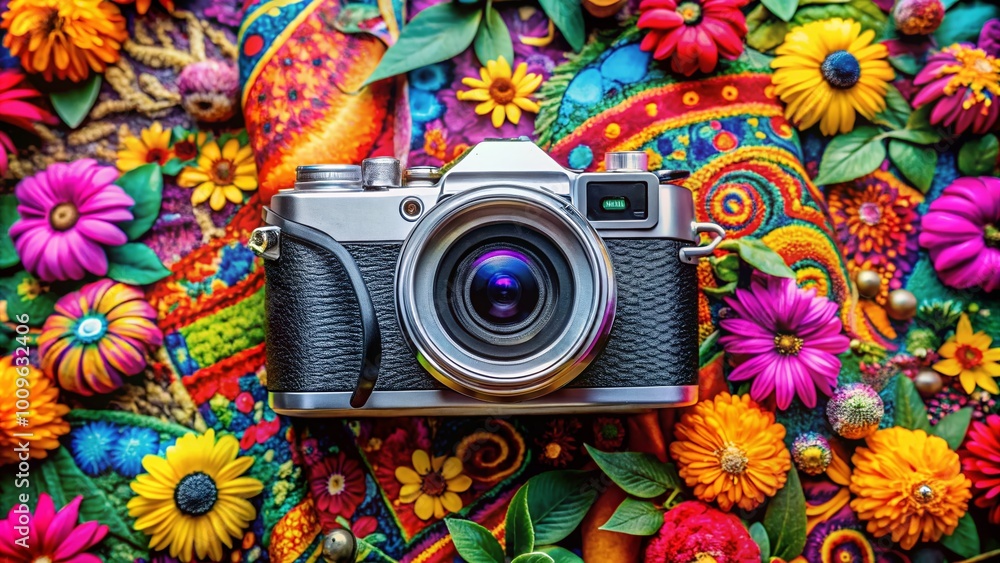 Poster aesthetic vibrant colors and patterns creating an engaging visual experience for creative projects