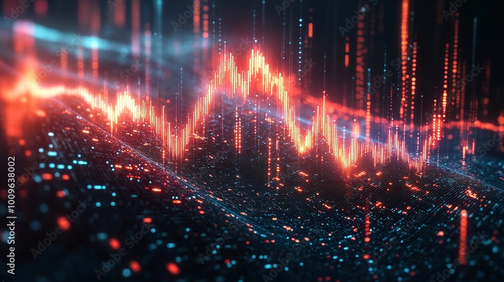 Poster glowing stock market graph and chart design