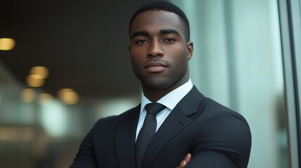 african american businessman posing in professional attire symbolizing success leadership and confidence in corporate world