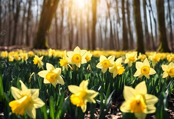 Fototapeta premium Daffodils in the wood