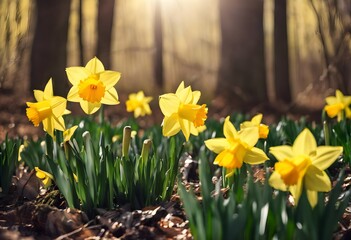 Fototapeta premium Daffodils in the wood