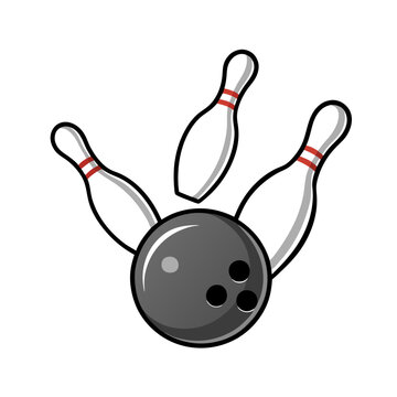 recommend clip art: Bowling ball hitting the pins illustration on a isolated white background (1)