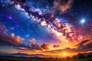 Naklejka premium Beautiful Night Sky Clipart Featuring Stars and Celestial Elements for Various Creative Projects