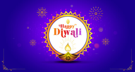 Happy diwali background and golden template design.
