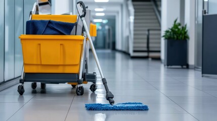 Mop and cleaning supplies for spotless shining floors