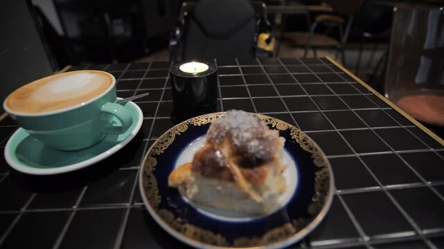 Coffee and pulla in cafe in the old town in Tallinn, Estonia
