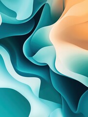 Futuristic Fluid Shapes in Green and Blue Colors