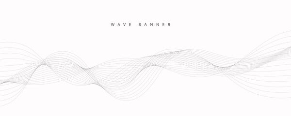 Abstract vector banner with grey wavy lines