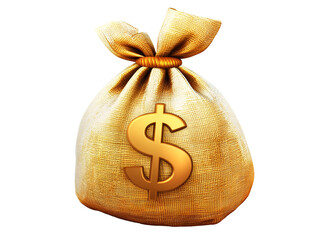 a gold money bag with a dollar sign