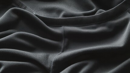 Fototapeta premium Close-up of black fabric with detailed texture view.