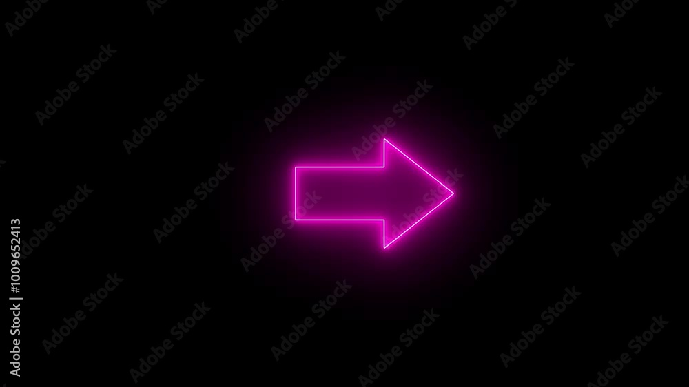 Aufkleber abstract glowing neon arrow icon animation on black background. neon upload arrow icon animation on 