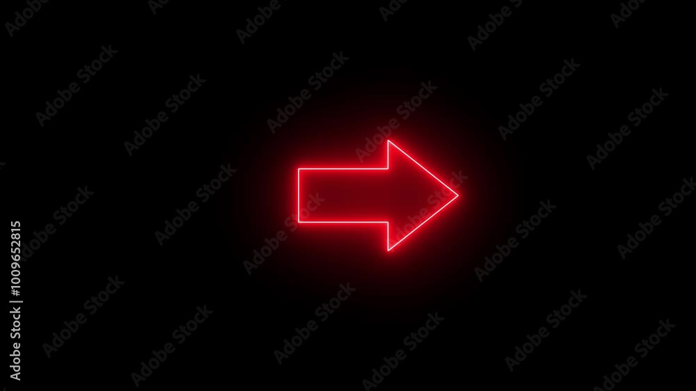 Poster abstract glowing neon arrow icon animation on black background. neon upload arrow icon animation on 