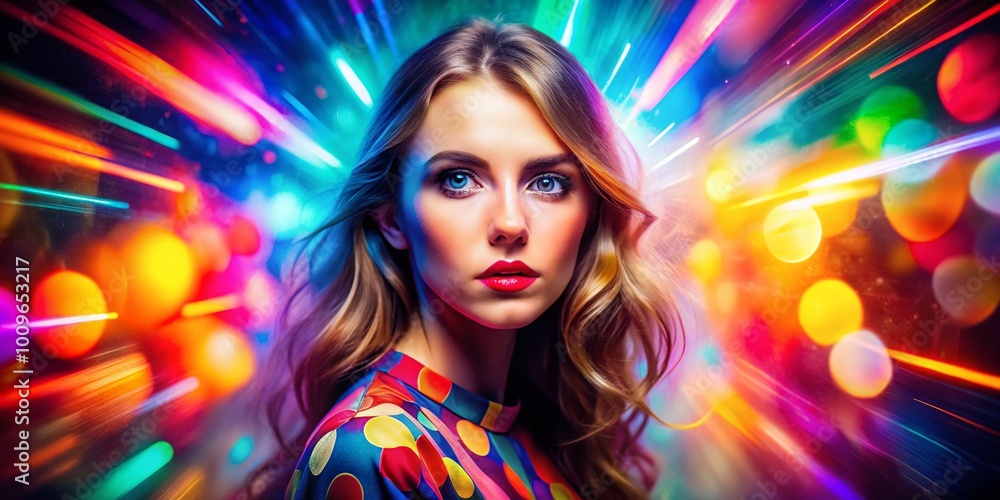 Poster brilliant colorful abstract background with dynamic shapes and light effects for creative projects