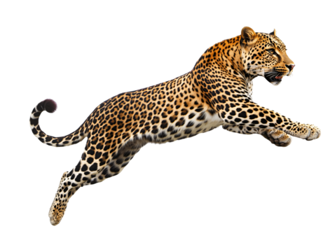 a leopard jumping in the air