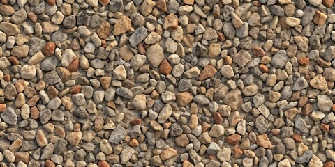 Close-up view of assorted pebbles and gravel stones in natural earthy tones