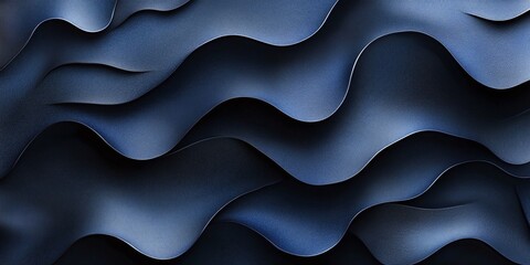 Obraz premium digital fluid abstract blue and black 3D wavy pattern with modern curved textures, creating a futuristic background with seamless flowing motion and cyber aesthetics