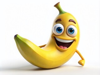 Cheerful Cartoon Banana Character with a Big Smile, Perfect for Fun and Playful Designs and Projects