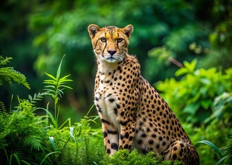 Cheetah in Lush Green Habitat Capturing the Elegance and Speed of This Majestic Wild Animal