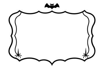 Halloween frames with silhouettes of pumpkins, bats, spiderweb, tree branches. Halloween border collection isolated on white. Design element for card, poster, text decoration. Vector illustration.