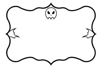 Halloween frames with silhouettes of pumpkins, bats, spiderweb, tree branches. Halloween border collection isolated on white. Design element for card, poster, text decoration. Vector illustration.