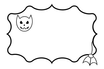 Halloween frames with silhouettes of pumpkins, bats, spiderweb, tree branches. Halloween border collection isolated on white. Design element for card, poster, text decoration. Vector illustration.