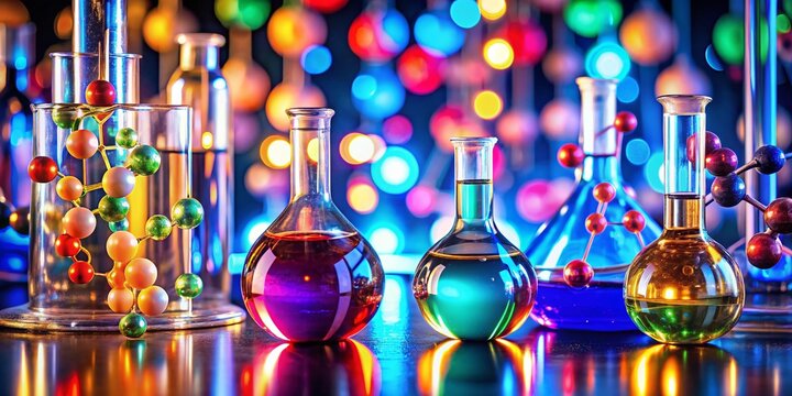 Chemical composition of hydrogen selenide H2Se in laboratory setting with glassware and equipment