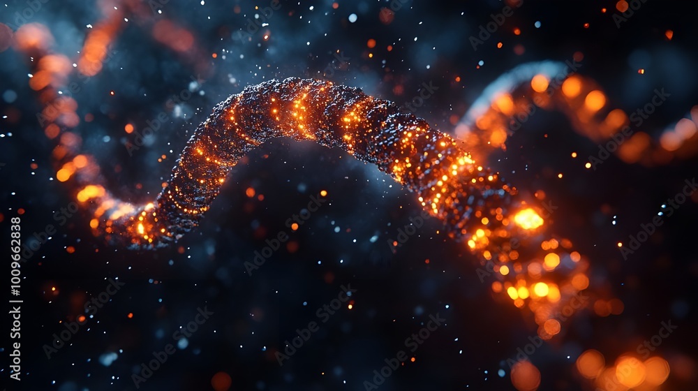 Poster 3d rendering of a data strand, showcasing intricate connections and flowing lines in a digital forma